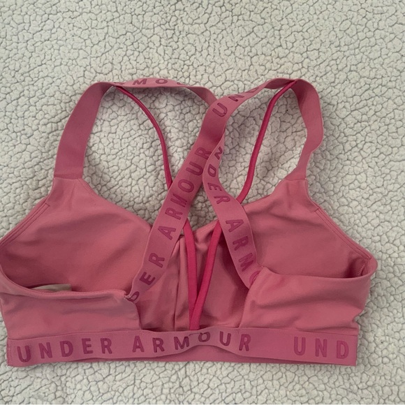 Under Armour Womens Medium Wordmark Strappy Sportlette Sport Bra Bralette Pink - Picture 5 of 8
